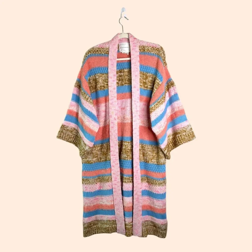 Anthropologie Textured Striped Knit Cardigan - Picture 2 of 7